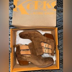 KORKS $130 Tan GABBRIELA Open Strap Bootie 8.5 M KORK EASE Ankle Boots